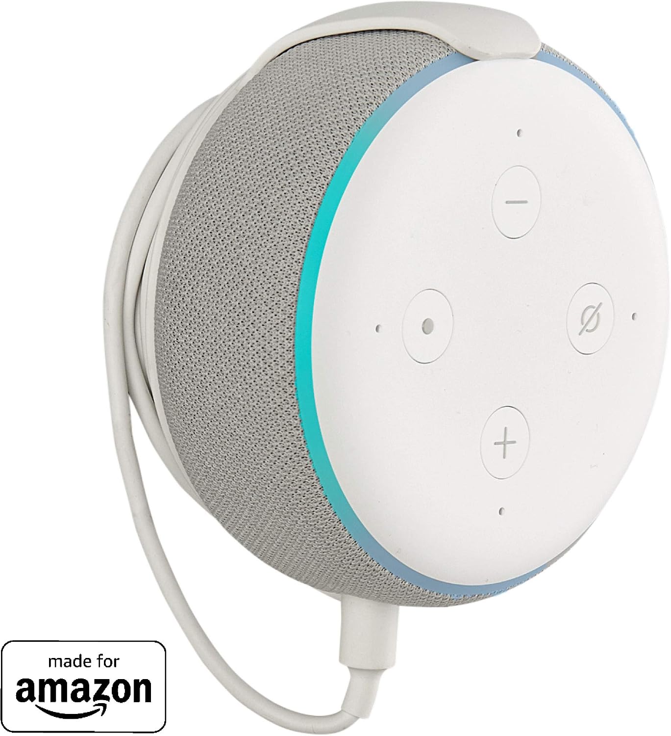 Made for Amazon" Mount for Echo Dot (3rd Gen) – Installs in Minutes with Included 3M Strips Or Screws - White