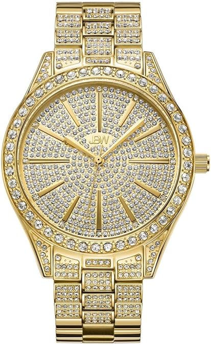 JBW Luxury Women's Cristal 0.12 Carat Diamond Wrist Watch with Stainless Steel Link Bracelet