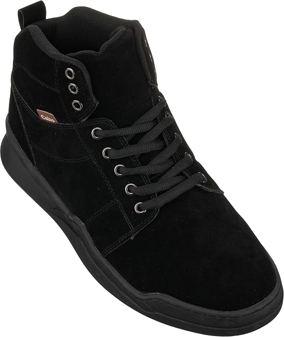 CALTO Men's Invisible Height Increasing Elevator Shoes - Black Athletic Ankle Top Sneaker Boots - 2.6 Inches Taller - H3124- Size 6 D(M) US