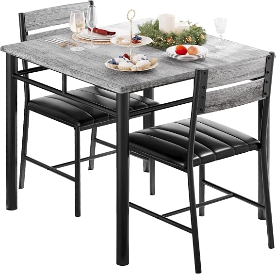 IRONCK Dining Table Set for 2, Gray