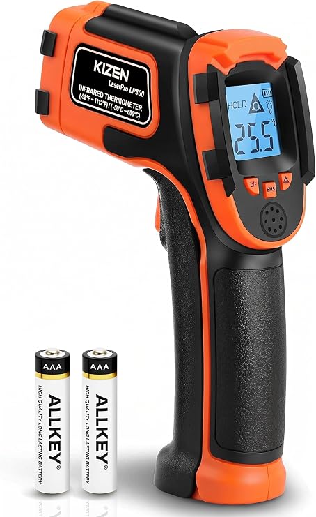 Kizen Infrared Temperature Gun - Handheld Surface Infrared Thermometer for Griddle, Grill, Pizza Oven, Candy, A/C - Laser Thermometer Gun -58F to 1112F - Surface Temp Gun