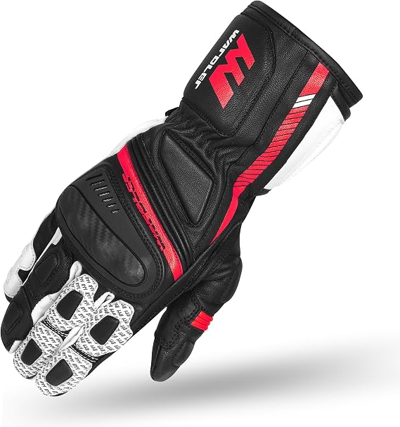 Laguna Men's Leather Motorcycle Gloves Carbon Knuckle CE Armor Touchscreen Summer Racing Gloves