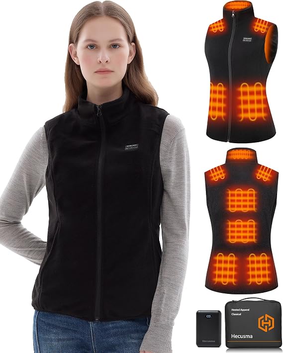 Fleece Heated Vest for Women with Battery Pack 16000mAh 7.4V Included, Heated Fleece Vest Women, Warming Heat Vests