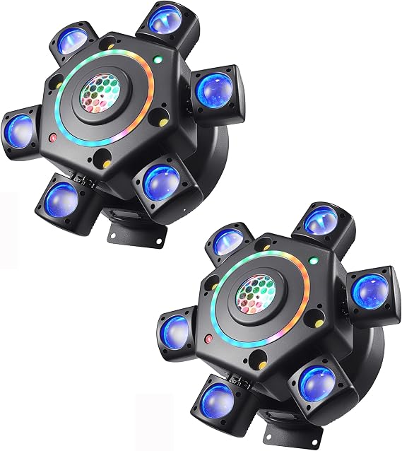 2 PCS Moving Head Dj Lights for Parties, Disco Stage Lights 7-in-1 LED RGBW 6 Arms with Mixed Lighting Effects,DJ Stage Lighting for Party Disco Club Wedding Bar