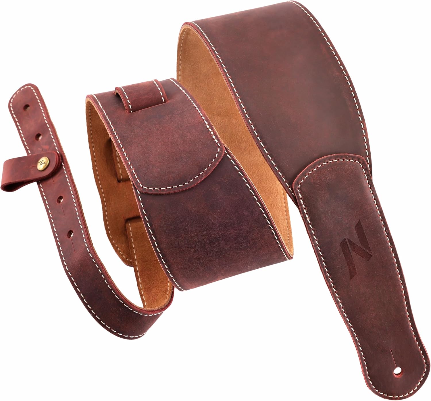 Nefelibata Leather Guitar Strap 366-371 Vintage Burgundy