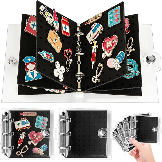2Pcs Mini Enamel Pin Display Book Portable Pin Trading Book Organizer Case