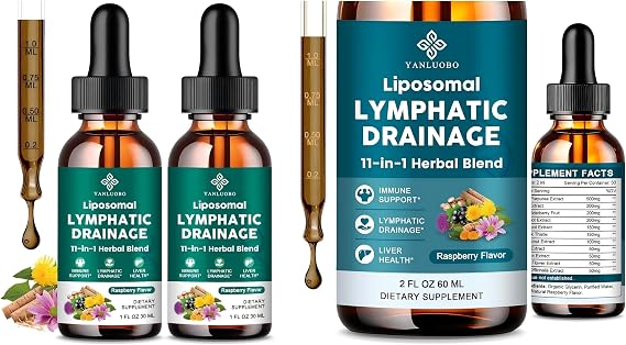 Lymphatic Drainage Drops - 11 in 1 Lymphatic Supplement for Immune, Lymph System & Liver Detox - with Echinacea, Horse Chestnut, Dandelion,