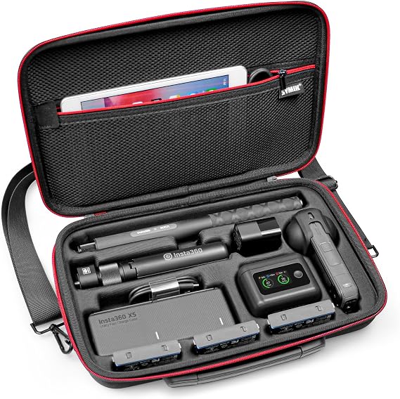 SYMIK Carrying Case for Insta360 X5 X4 Air, Anti-water Splash, Anti-shock | Compact Travel Bag with Shoulder Strap & Handle & Pocket, Protective Storage Nylon Case for Insta 360 X5 X4 Air Accessories