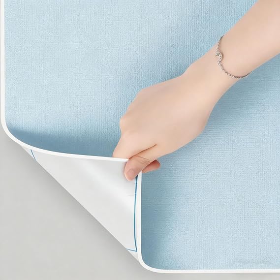 Self Adhesive Thermal Wallpaper for Cold Walls, Stick and Peel Wall-Paper Roll, 9mm Thick Thermal Insulated Wall Covering, 3D Anti-Collision Wall Panels Stickers(Blue,50 x 2000 CM)