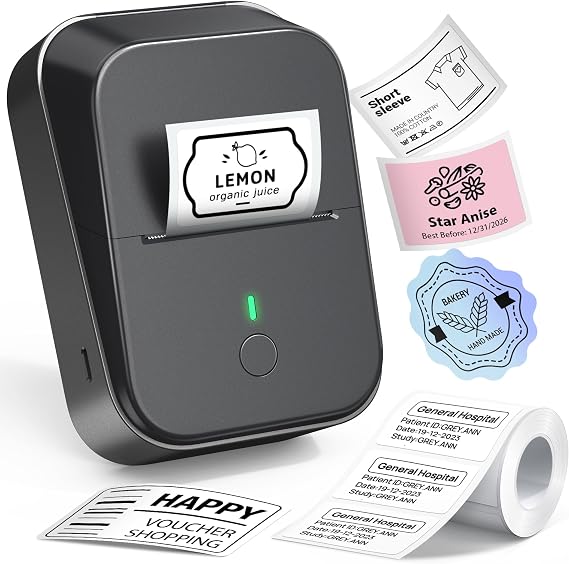 PM260 Label Maker Machine with Tape, 2 Inch Label Tape Maker Bluetooth Label Printer, Inkless Portable Label Maker with Smart AI APP for Home,Kitchen,School,Office,Organization,Black,1 Pack