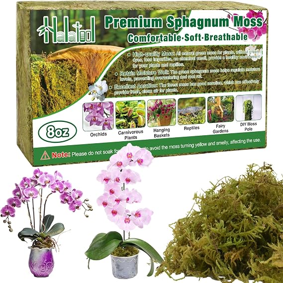 Halatool 230g Natural Sphagnum Moss for Plants, Long Fibered Dried Forest Moss, Premium Substrate for Carnivorous/Potted Plants, Reptile Habitat Decoration