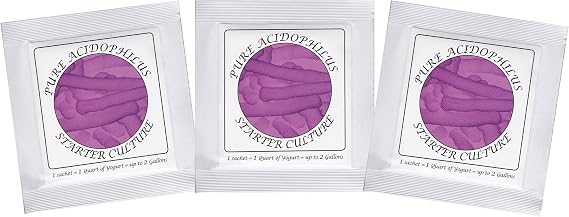 Yogurt Starter Cultures - Pack of 3 Freeze-dried Culture Sachets for Pure Acidophilus Yogurt (3)