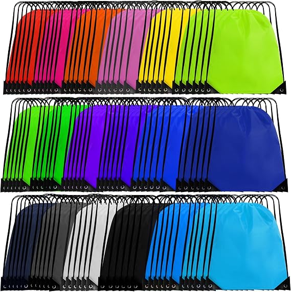 108 Pack Drawstring Bags Bulk, 18 Colors, Gym Bags, Cinch Bags