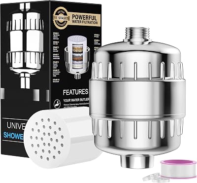 High Output Revitalizing Shower Filter for Hard Water, Latest Superior Advanced 15x Filter Media, High Output Shower Water Filter for Removing Chlorine and fluoride, Polished Chrome