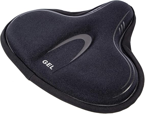 YBEKI Wide Gel Bike Seat Cover for Peloton/Spin Bikes - 2cm Cooling Gel & Memory Foam Cushion | Non-Slip Base & Airflow Vents | Fits 8.5-10" Wide Saddles (YOSUDA/Echelon/Schwinn Compatible)