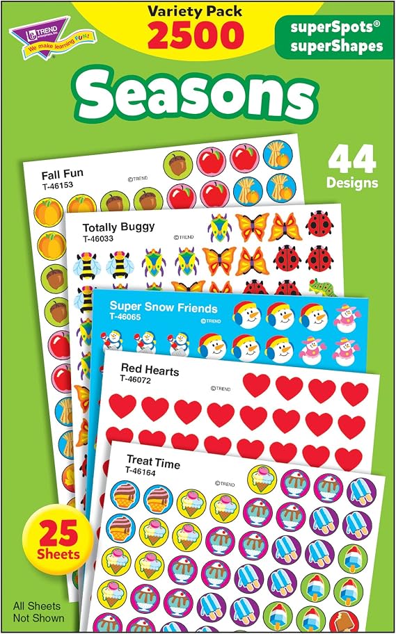 Trend Seasons superSpots/superShapes Variety Pack, Classroom Incentives, 2500 Count
