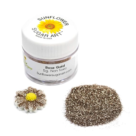 Rose Gold Craft Glitter Dust | Shiny Gold Glitter | Decoration Dust for Cake Accessories, DIY Crafting | Glitter Dust for Decoration | Brillantina | Sunflower Sugar Art