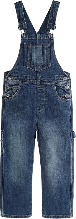 KIDSCOOL Little Big Girls Cargo Denim Overalls 3-Button Side Jeans Jumpsuit