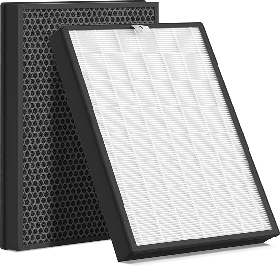 2 Packs Premium Replacement Filters Compatible with LEVOIT EverestAir Air Cleaner Purifier, Compare to Part # EverestAir-RF, 2-in-1 Filter with Enhanced Activated Carbon Pellets