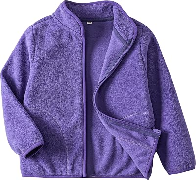 Toddler Fleece Jacket Kids Lightweight Outerwear Boys Girls Long Sleeve Fall Spring Coat 2-12 Years