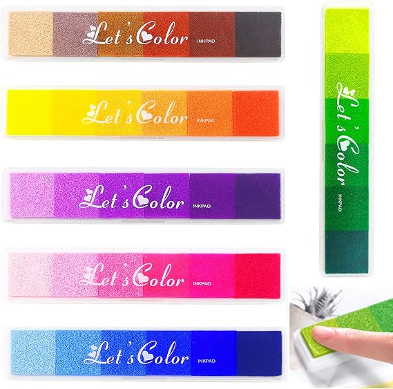 36 Colors Ink Pads for Stamping, 6Pcs Stamp Ink Pads Gradient, Fingerprint Ink Pads Washable, Ink Stamp Pad for Stamping Card Making, Inkpad for Scrapbooking, Card Making, Craft