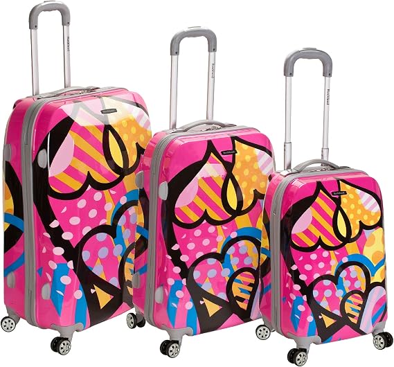 Rockland Vision Hardside 3 Piece Spinner Wheel Luggage Set, (20"/24"/28"), Love