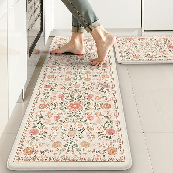 KIMODE Anti Fatigue Mats for Kitchen Floor,Cushioned Kitchen Rugs Sets of 2