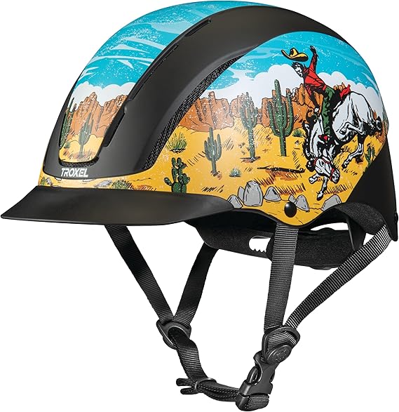 Troxel Spirit Full Coverage Horse Riding Helmet, Low-Profile & Adjustable, Safety Horseback Riding Gear, Extra Small (6-1/4-6-1/2), Bucking Bronc