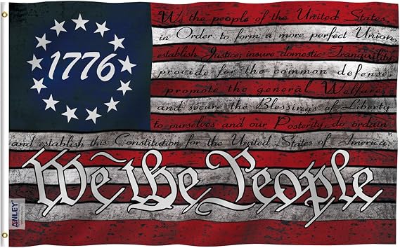 Anley Fly Breeze 3x5 Foot We the People Flag - Canvas Header and Double Stitched - 1776 Vintage Betsy Ross the United States Constitution Flags Polyester with Brass Grommets 3 X 5 Ft