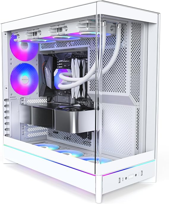 Montech HS02 PRO W White | ATX Compatible Middle Tower PC Case Full Mesh Construction/High Air Flow/Tempered Glass/Montec