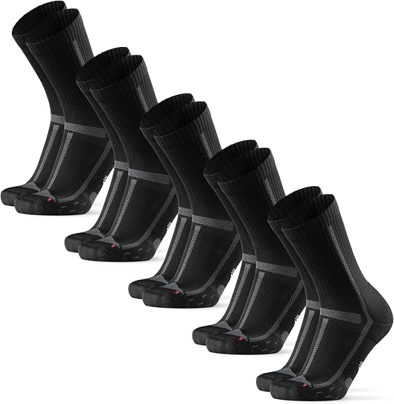 DANISH ENDURANCE Cushioned Running Socks for Long Distances, Anti-Blister Crew Socks, Sweat Wicking, for Men & Women, Unisex, 3 or 5 Pack