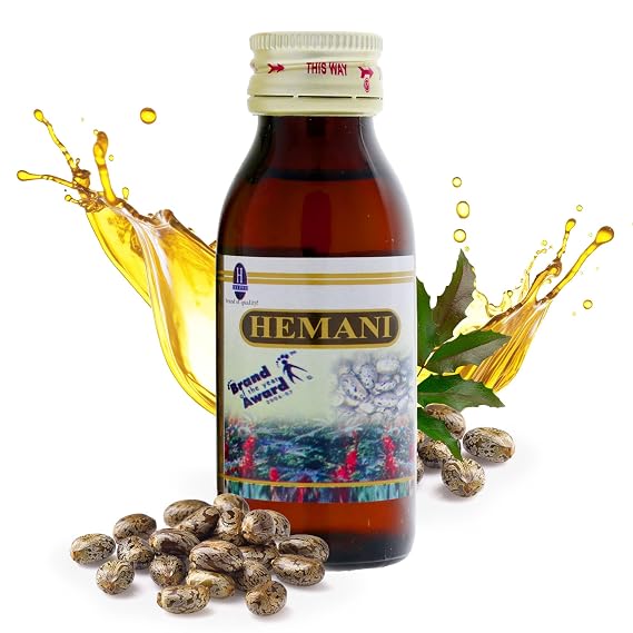 Hemani Castor Oil 100% Pure Cold-Pressed for Hair Growth, Eyelashes, Eyebrows, and Skin Moisturizer, Halal Certified, 60 ml