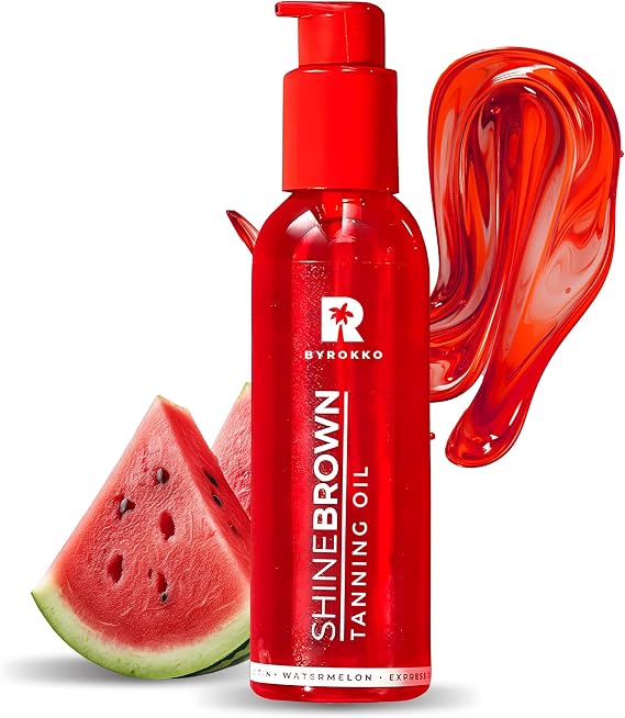 BYROKKO Shine Brown Watermelon Tanning Accelerator Oil (145 ml), Tanning Oil for Sun and Solarium Use, Super Active Oil for Maximum Tan