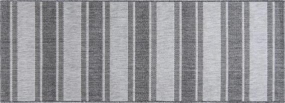 Gertmenian Indoor Outdoor Classic Flatweave Area Rug, Stain & UV Resistant Carpet, Deck, Patio, Poolside & Mudroom, 2x6 Ft Runner, Stripes, Silver Grey, 21988