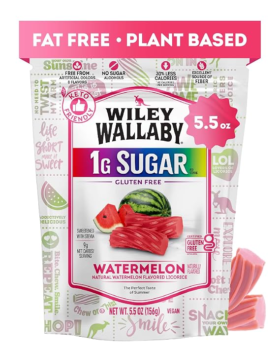 Wiley Wallaby Low Sugar Gluten Free Watermelon Licorice Candy, 5.5oz, 1Pk