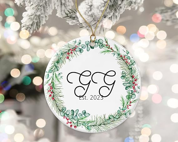 Gg Est 2023 Ornament, Gg Christmas Ornament, Ornament for Gg, New Gg Gift, Christmas Ornament Gift from Daughter, Son, Grandchildren Printed on One Side