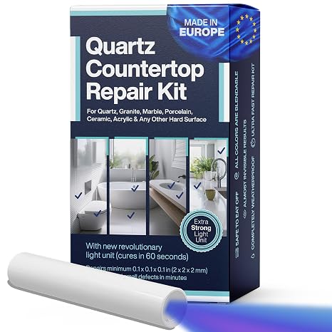 Nnrepair Quartz Countertop Repair Kit DIY (Clear White Acrylic & Dark White Color) - Fix Your Defect Like a Pro I Suitable for Most Repairs I Fix Broken Chips in Minutes