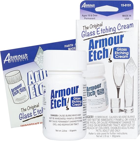 Armour Etch Glass Etching Cream - Create Stunning Designs on Glass Surfaces - Etching Cream for Glass by Armour Products - 2.8 oz Net Weight