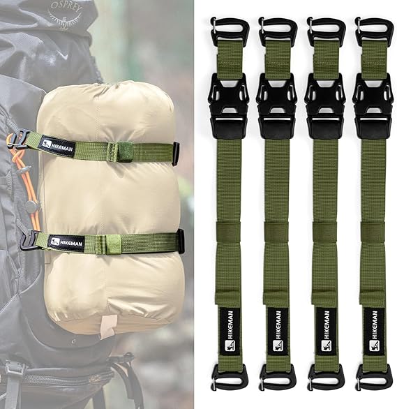 4 Pcs Tactical Molle System Backpack Straps and Buckles Set -Adjustable 19.49" Pack Attachment Strap Accessories(Army Green)