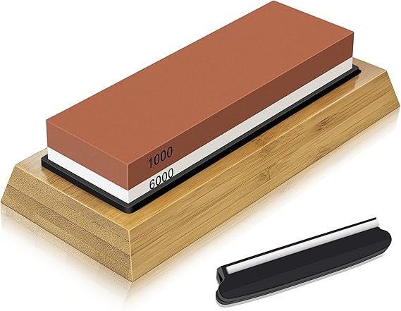 Shan Zu Sharpening Stone 2-in-1 Whetstone Grindstone for Professional Sharp Knife Grit 1000/6000 with Non-slip Silicone Holder