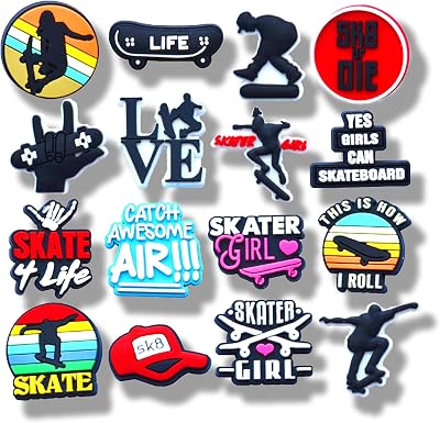 16 Pcs Skateboarding Shoe Charms, Shoe Decoration Party