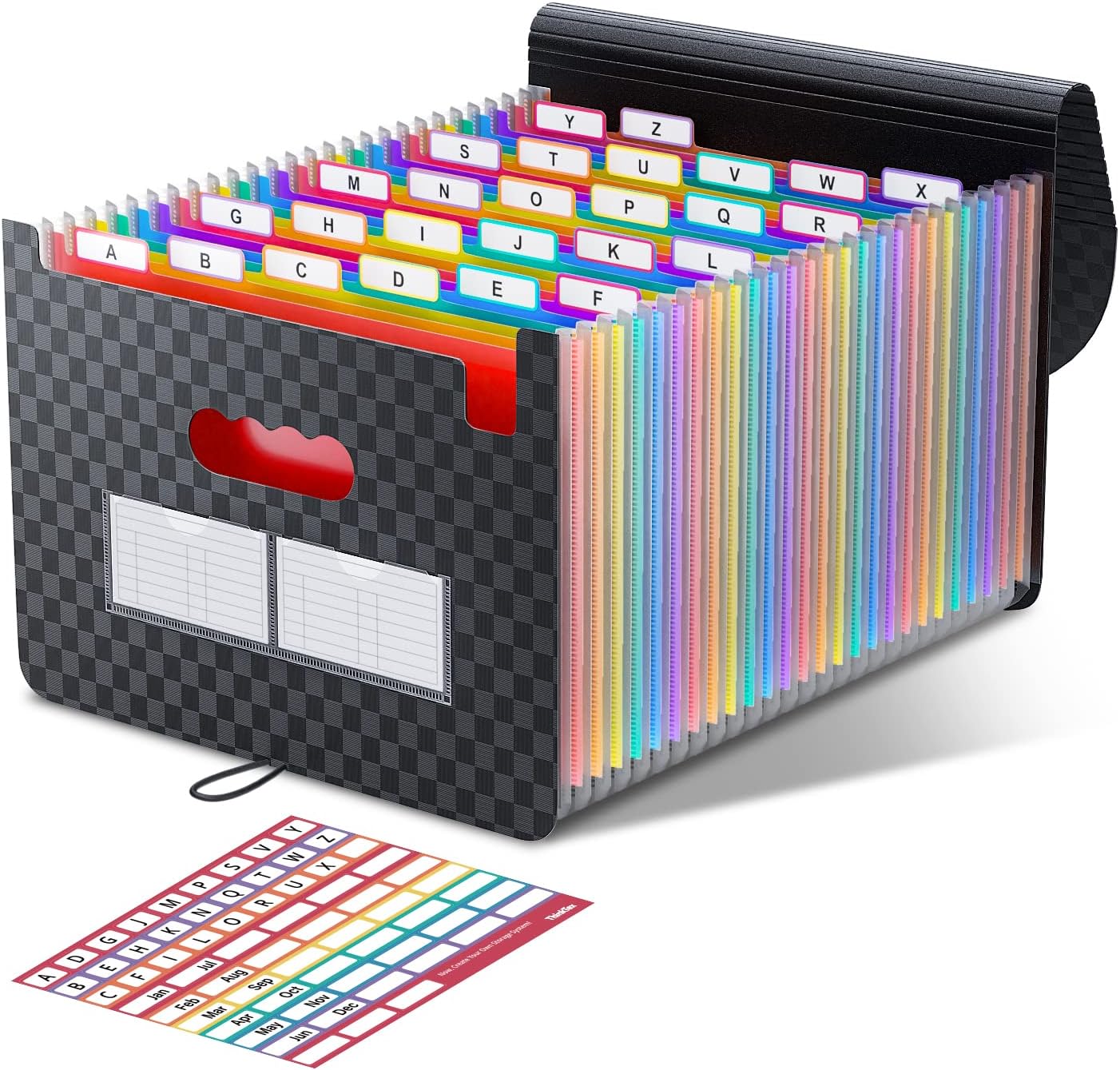 ThinkTex Accordion‌ File Organiser, 26 Pockets Expanding File Folders, Monthly Bill Receipt Documents Organiser, Colorful Tabs, Letter/A4 Size