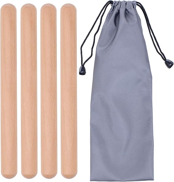 MIHEY 2 Pairs Classical Wood Claves Musical Percussion Instrument