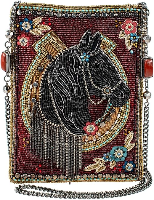 Mary Frances Lets Gallop Beaded Mini Crossbody Bag Novelty Evening Clutch Purse, Multicolor