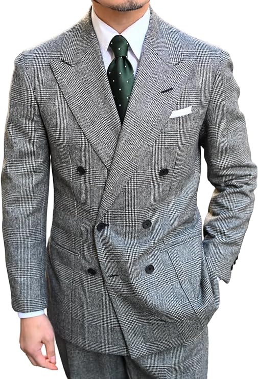 Men's Houndstooth Blazer Slim Fit Double Breasted Jacket | Suit Jacket for Weddings and Formal Events