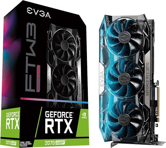 EVGA GeForce RTX 2070 Super FTW3 Ultra, Overclocked, 2.75 Slot Extreme Cool Triple + iCX2, 65C Gaming, RGB, Metal Backplate, 8GB GDDR6, 08G-P4-3277-KR