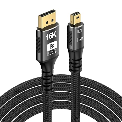 Mini DisplayPort to DisplayPort 2.1 Cable, DP 16K ,Bi-Directional Transmission Display Port to Mini DP ,16K@60Hz,8K@120Hz, 4K@240Hz G-Sync FreeSync Thunderbolt 2 for MacBook (Mini DP to DP2.1 16K-2M)