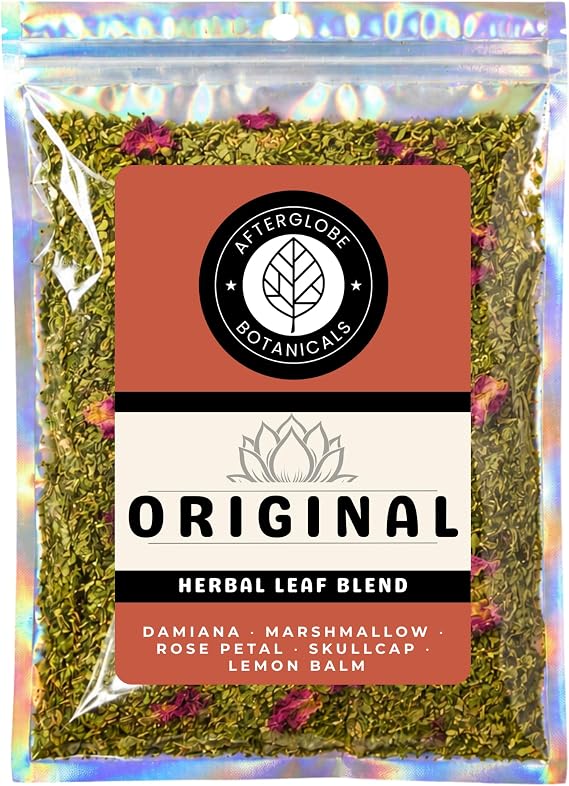Afterglobe Original Herbal Blend | Marshmallow Leaf, Lemon Balm, Skullcap &amp; Rose | Pre-Ground &amp; Low-Stem Loose Leaf | Herbal Tea (100g)