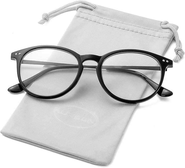 Kursan Non Prescription Clear Lens Fake Glasses for Women Men Retro Round Plastic Frame Eyeglasses