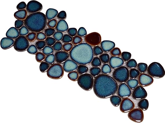 Hominter Blue Green Ceramic Pebble Mosaic Sample Tile